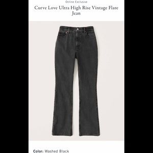 NWT Abercrombie Ultra High Curve Love 70’s Flare Jeans in Washed Black